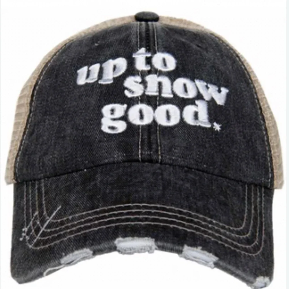Katydid-Up to snow good - women’s distressed trucker hat